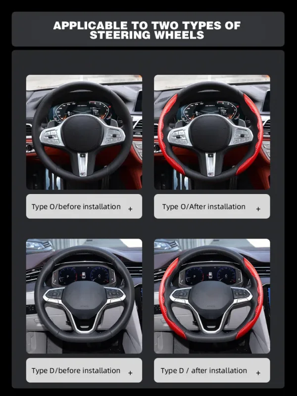 Imagen del producto Cubierta de fibra de carbono antideslizante para volante de coche: mayor agarre y estilo | Compra online en Tiendafiable
