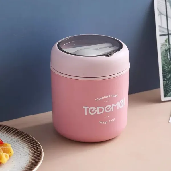 Imagen Del Producto Fiambrera De Acero Inoxidable Con Cuchara, Contenedor Térmico Para Alimentos | Compra Online En Tiendafiable