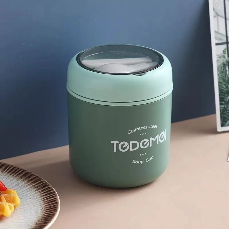 Fiambrera De Acero Inoxidable Con Cuchara, Contenedor Térmico Para Alimentos Fiambrera De Acero Inoxidable Con Cuchara, Contenedor Térmico Para Alimentos