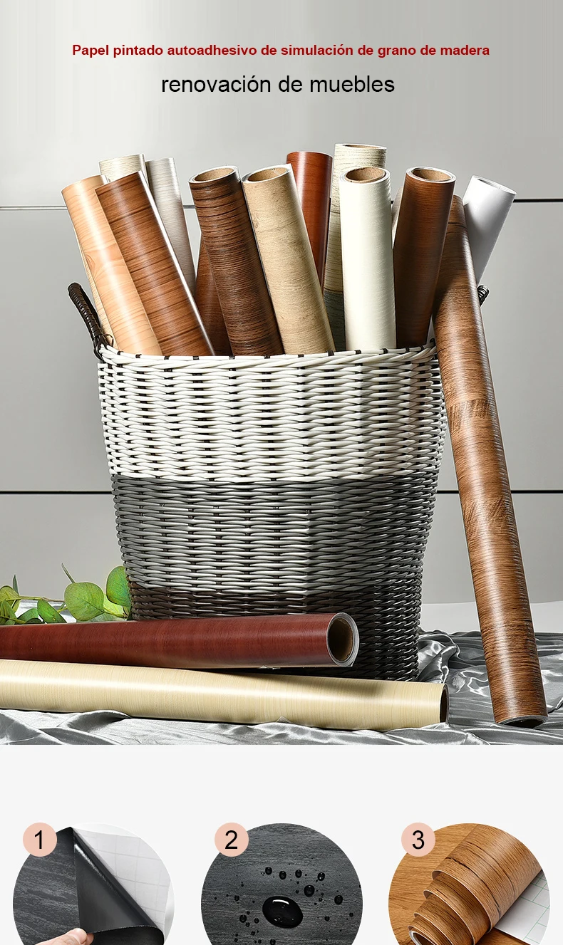 Rollo de papel tapiz autoadhesivo impermeable: decoración fácil y resistente al agua