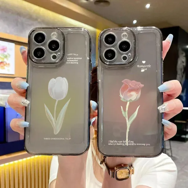 Imagen Del Producto Funda De Teléfono De Tulipan Para Iphone, Funda Transparente A Prueba De Golpes | Compra Online En Tiendafiable