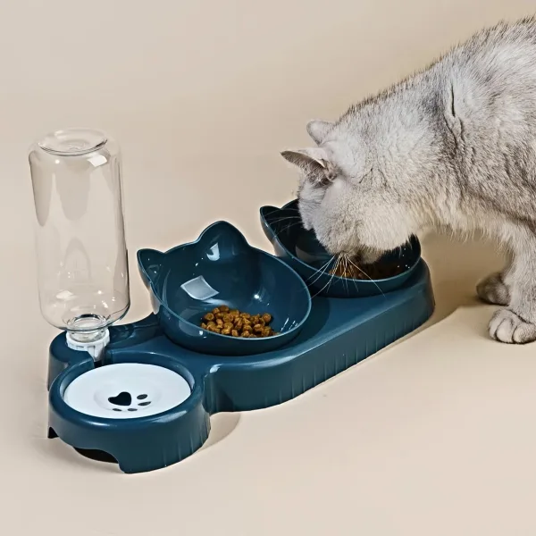 Imagen Del Producto Cuencos Para Mascotas Con Alimentador De Agua, Diseño De Oreja Inclinado, Para Gatos | Compra Online En Tiendafiable