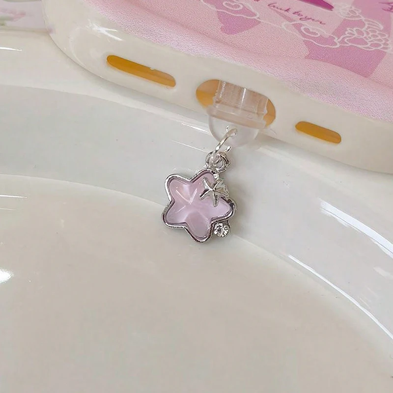 1 Uds. Lindo diamante estrella para teléfono, tapón antipolvo decoración colgante