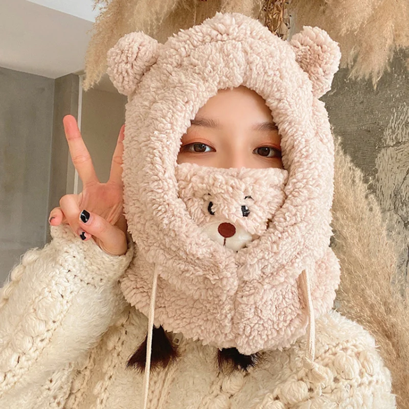 Gorro de cordero con orejas de oso