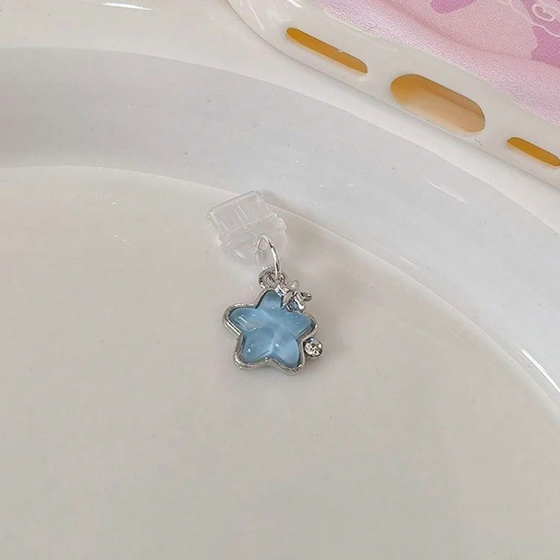1 Uds. Lindo diamante estrella para teléfono, tapón antipolvo decoración colgante