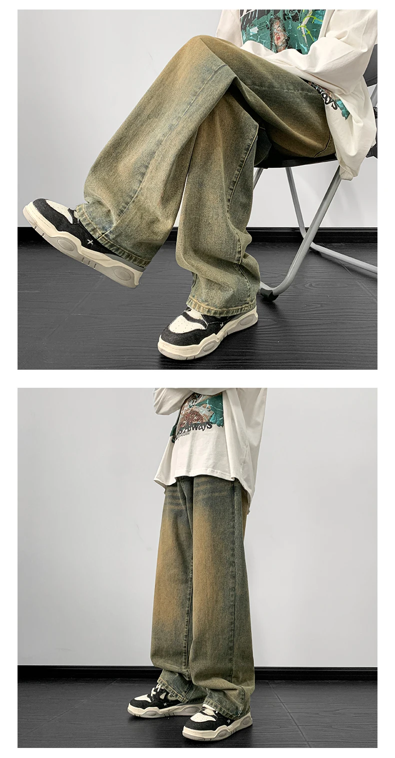 Pantalones Vaqueros De Pierna Ancha Para Hombre: Estilo Y Comodidad En Un Solo Diseño Pantalones Vaqueros De Pierna Ancha Para Hombre: Estilo Y Comodidad En Un Solo Diseño