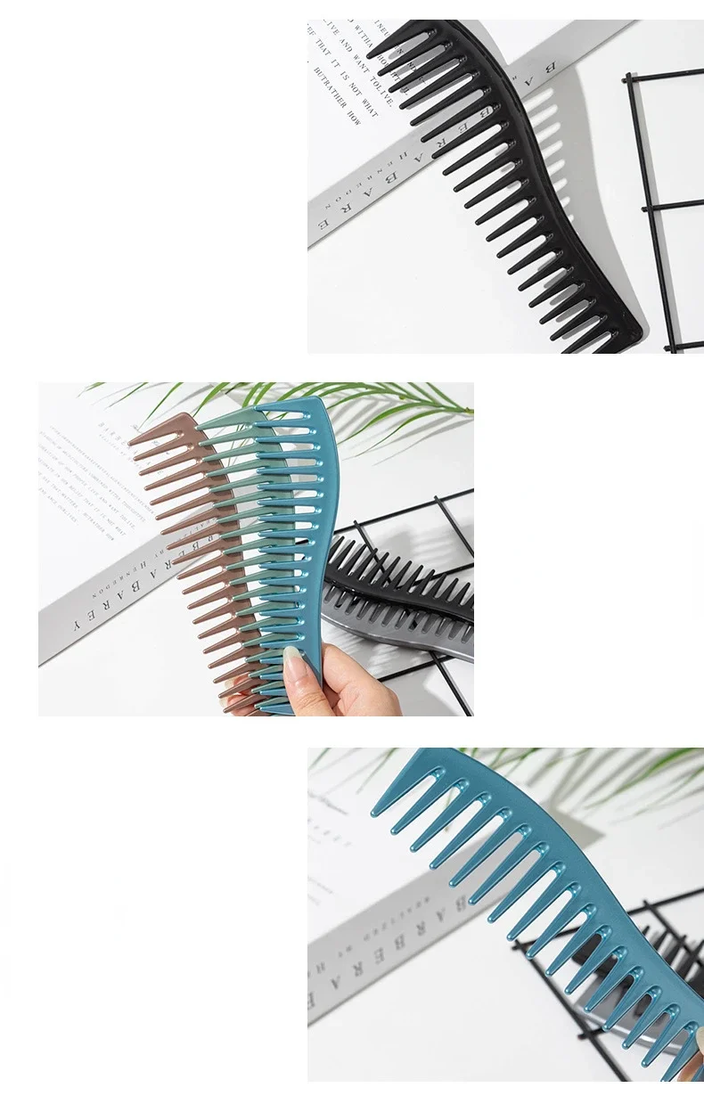 Peine De Dientes Anchos Curvo: Desenreda Y Estiliza Tu Cabello Fácilmente Peine De Dientes Anchos Curvo: Desenreda Y Estiliza Tu Cabello Fácilmente