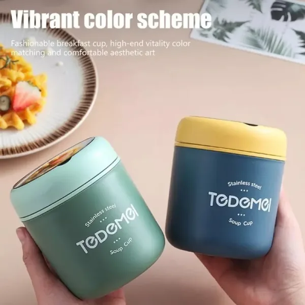 Imagen Del Producto Fiambrera De Acero Inoxidable Con Cuchara, Contenedor Térmico Para Alimentos | Compra Online En Tiendafiable