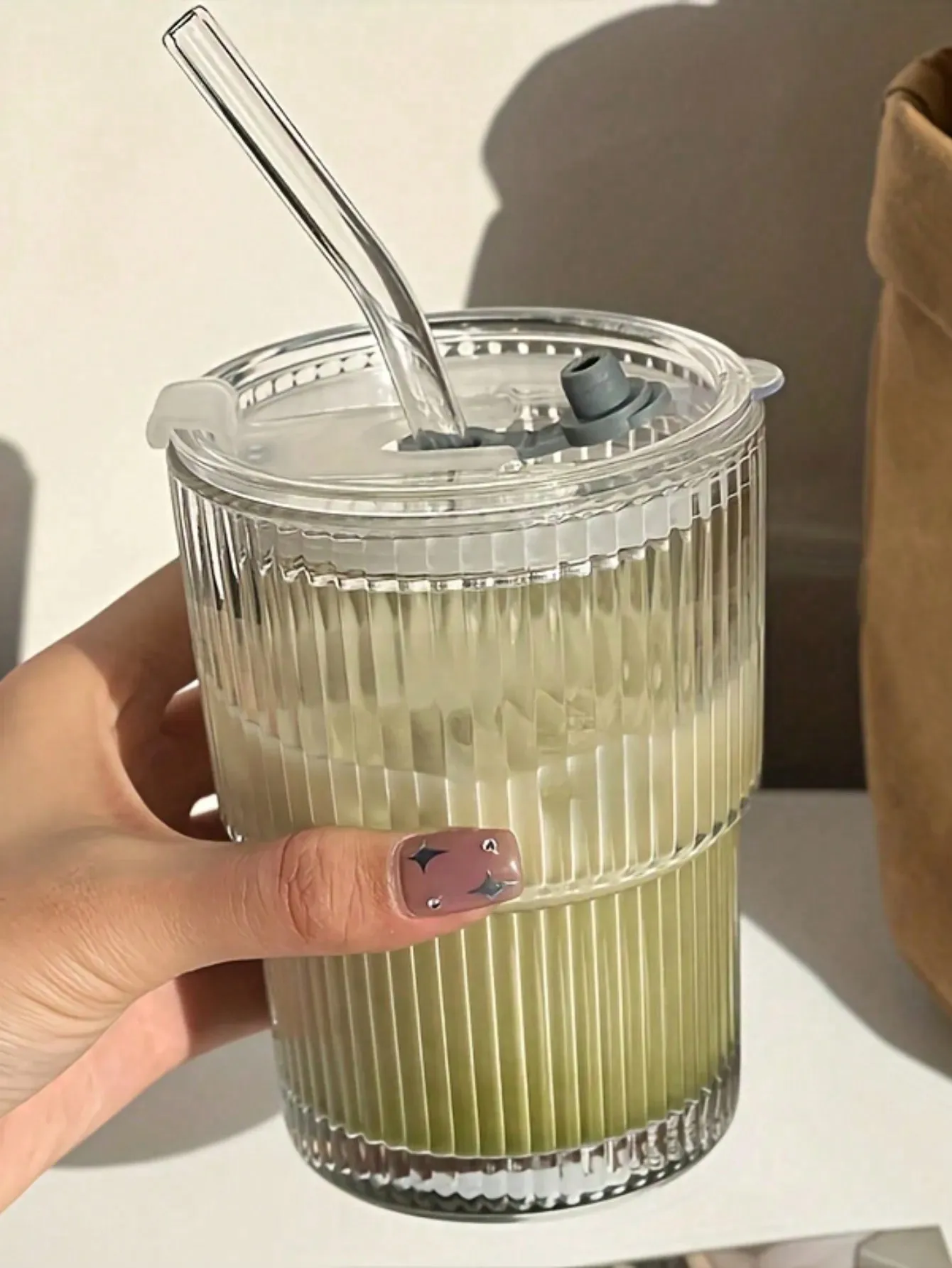 Taza De Cristal De Rayas Verticales