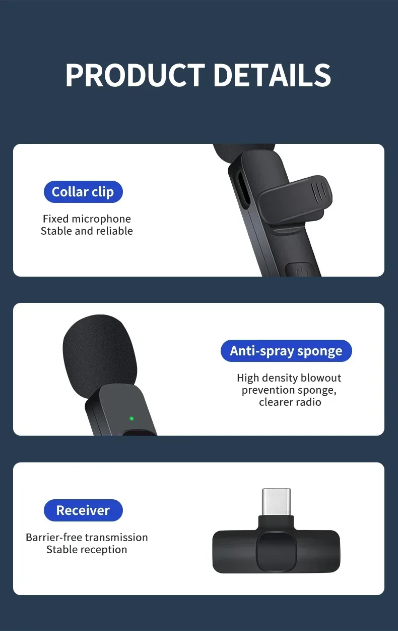 Mini Microfono Inalámbrico Grabación De Audio Mini Microfono Inalámbrico Grabación De Audio