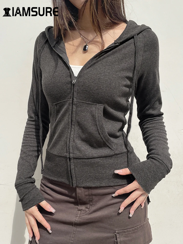 Iamsure, Sudadera Básica De Manga Larga Con Capucha Y Bolsillos Iamsure, Sudadera Básica De Manga Larga Con Capucha Y Bolsillos