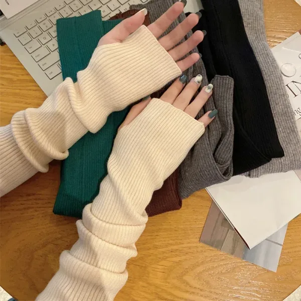 Guantes Largos De Punto Sin Dedos: Estilo Inolvidable Y Comodidad