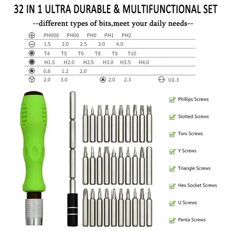 Juego De Destornilladores Multifuncionales Para El Hogar, 32 En 1
