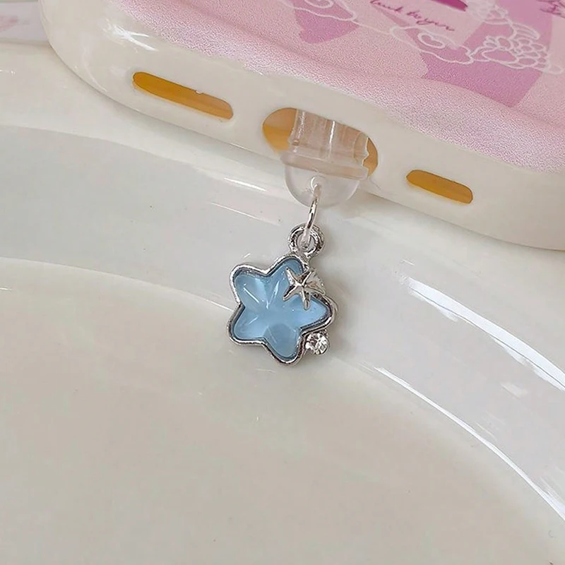 1 Uds. Lindo diamante estrella para teléfono, tapón antipolvo decoración colgante