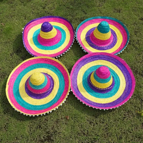 Sombrero De Paja De Ala Ancha Colorido Para Hombre