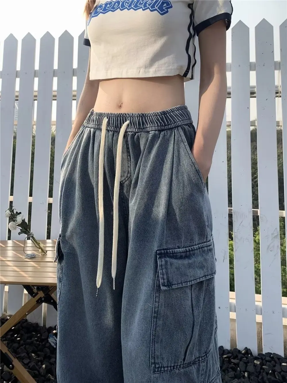 Pantalones vaqueros de pierna recta estilo Retro para mujer