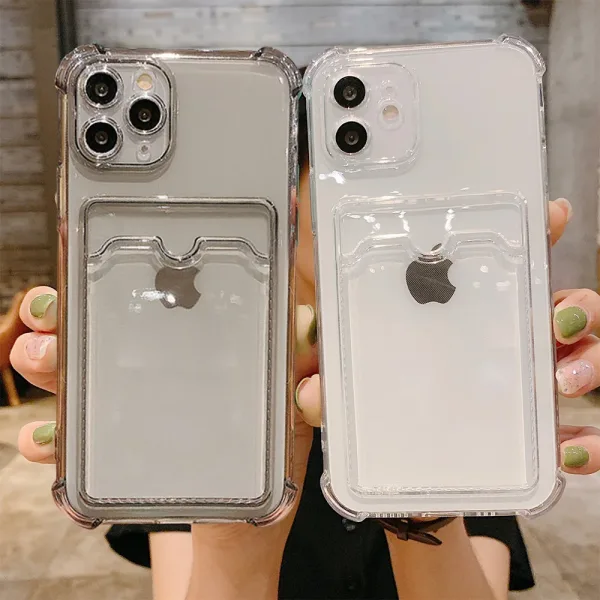Imagen del producto Funda transparente para iPhone 11-15 Pro Max con soporte para tarjetas | Compra online en Tiendafiable