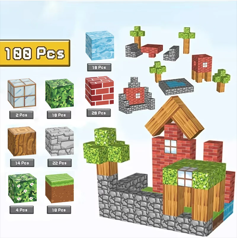 100 Uds. Bloques Magnéticos De Juguete, Juego De Construcción Para Niños Y Niñas