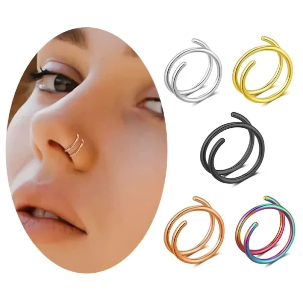 Anillo Doble de Acero Inoxidable para Nariz: Estilo Único