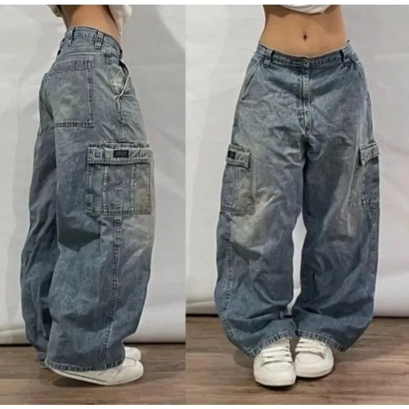 Pantalones holgados con letras bordadas esencial para mujer