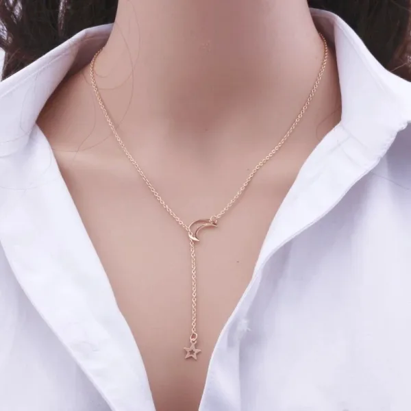 Gargantilla Luna Estrella: Elegante Y Minimalista