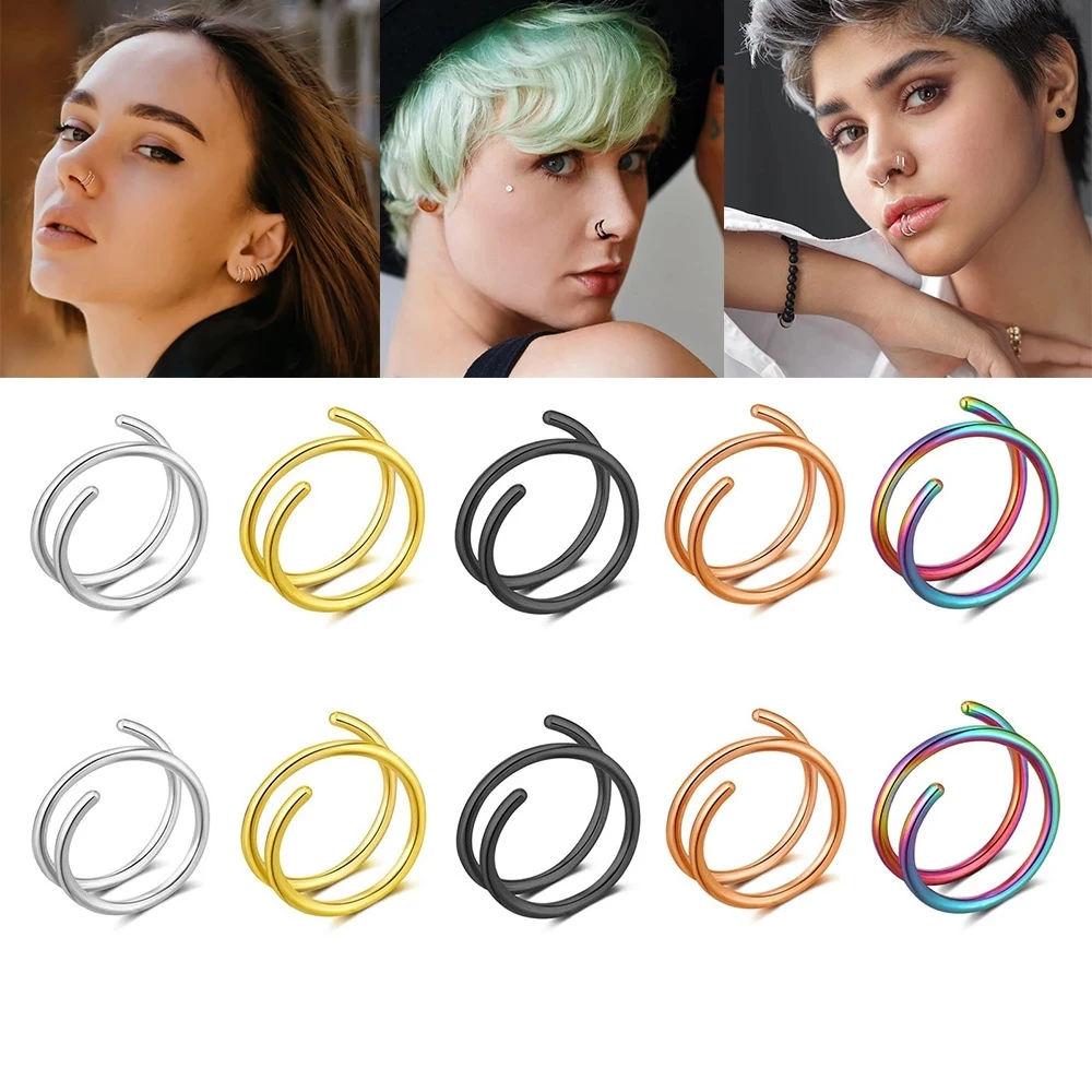 Anillo Doble De Acero Inoxidable Para Nariz: Estilo Y Durabilidad