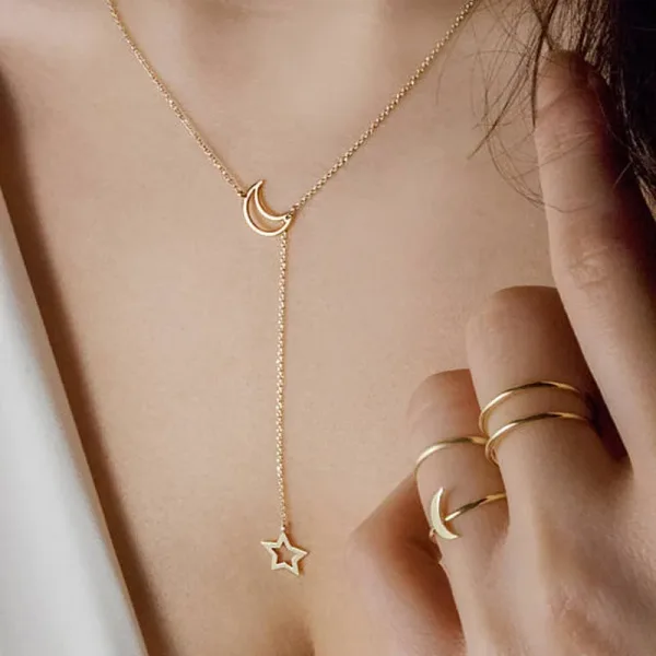 Gargantilla Luna Estrella: Elegante Y Minimalista