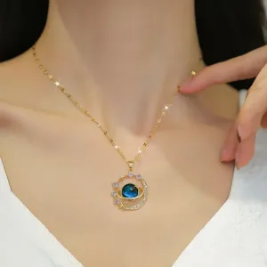 Imagen Del Producto Collar Colgante De Tierra Espacial De Saturno Con Circón: ¡Un Accesorio Celestial! | Compra Online En Tiendafiable