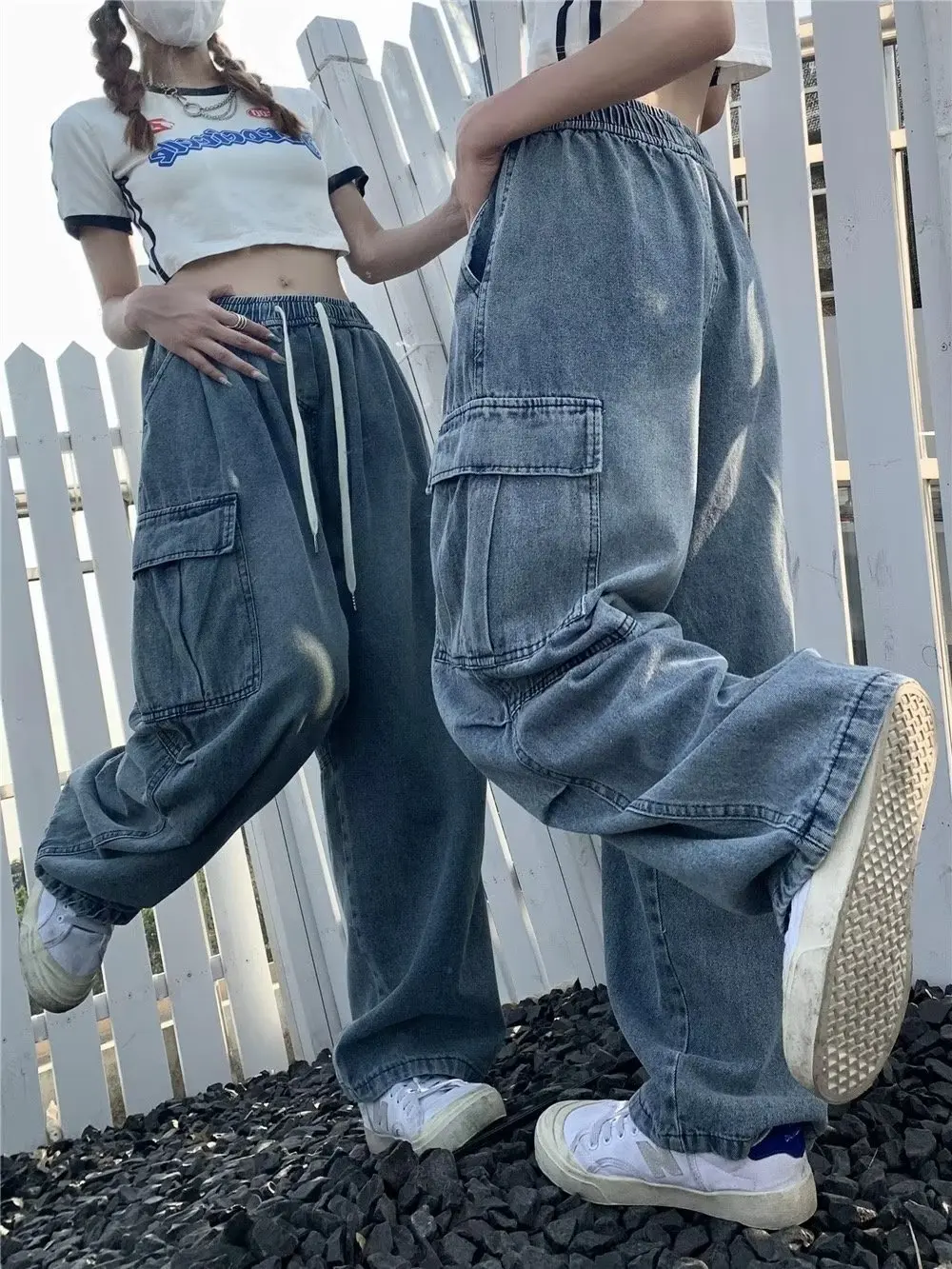 Pantalones vaqueros de pierna recta estilo Retro para mujer
