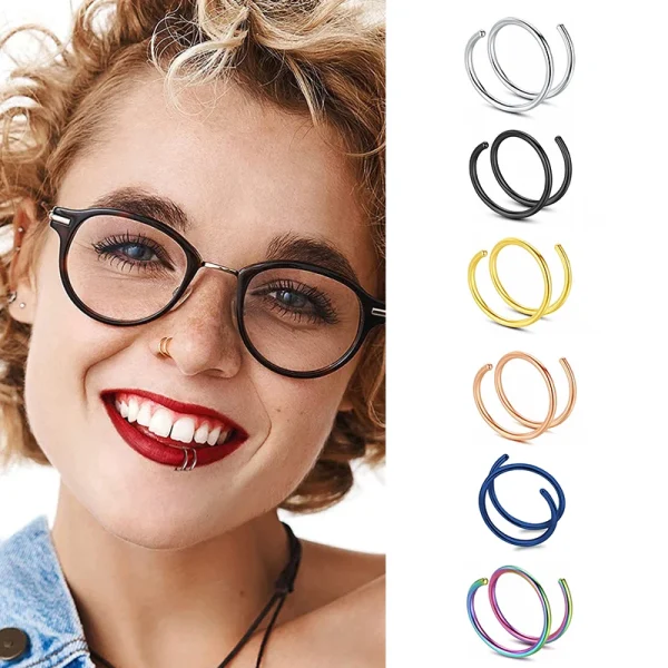 Anillo Doble De Acero Inoxidable Para Nariz: Estilo Y Durabilidad