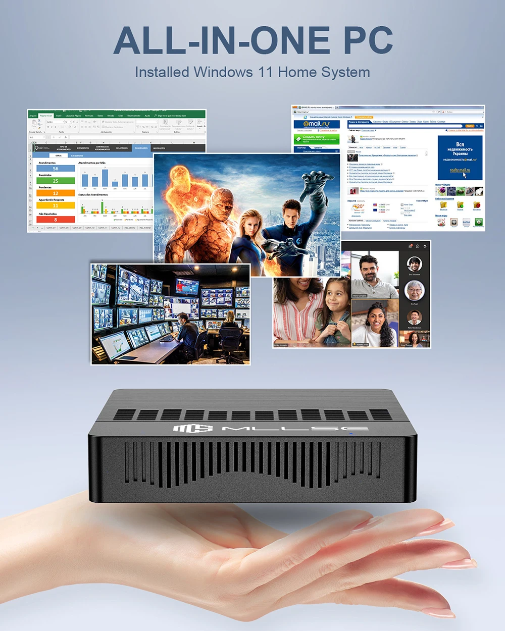 Mllse Mini Pc M2 Air Intel Gemini Lake N4000 Windows 11 6Gb Ram 128Gb Rom Wifi De Doble Banda Bluetooth Usb Mini Ordenador