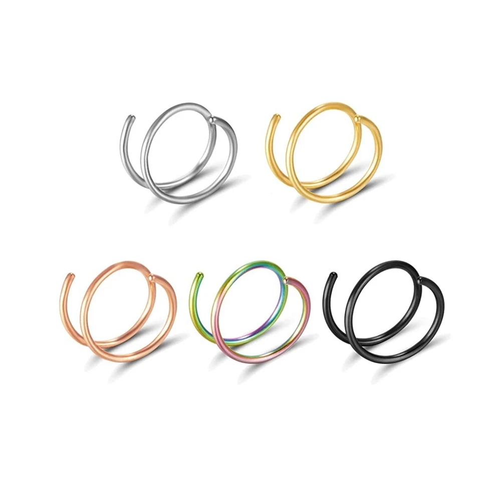 Anillo Doble De Acero Inoxidable Para Nariz: Estilo Y Durabilidad