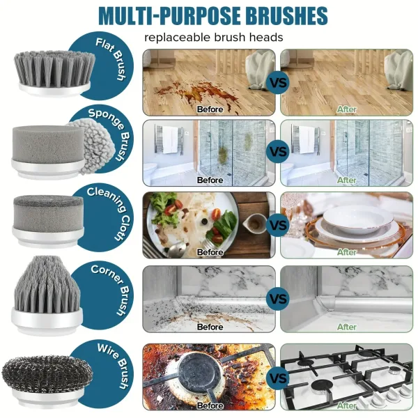 Imagen Del Producto Depurador Giratorio Inalámbrico Con 6 Cabezales De Cepillo Reemplazables | Compra Online En Tiendafiable