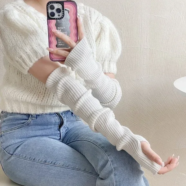 Guantes Largos De Punto Sin Dedos: Estilo Inolvidable Y Comodidad