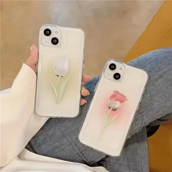 Imagen Del Producto Funda De Teléfono De Tulipan Para Iphone, Funda Transparente A Prueba De Golpes | Compra Online En Tiendafiable