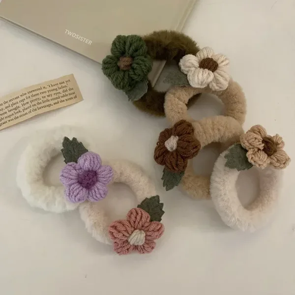 Coleteros Elásticos De Felpa Con Flores Para Niña