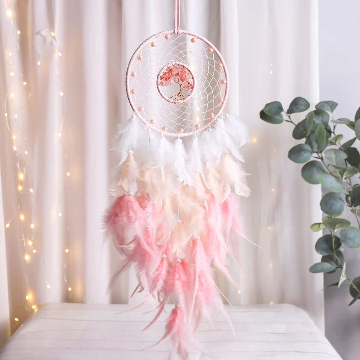 Atrapasueños Rosa, Adornos Colgantes Para Decoración Atrapasueños Rosa, Adornos Colgantes Para Decoración