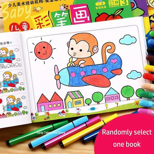 Cuadernos para colorear de mano pequeño de 31 páginas al azar para niños de 2 a 6 años