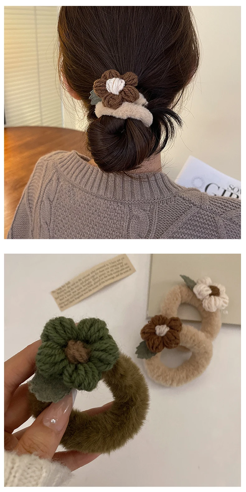 Coleteros Elásticos De Felpa Con Flores Para Niña