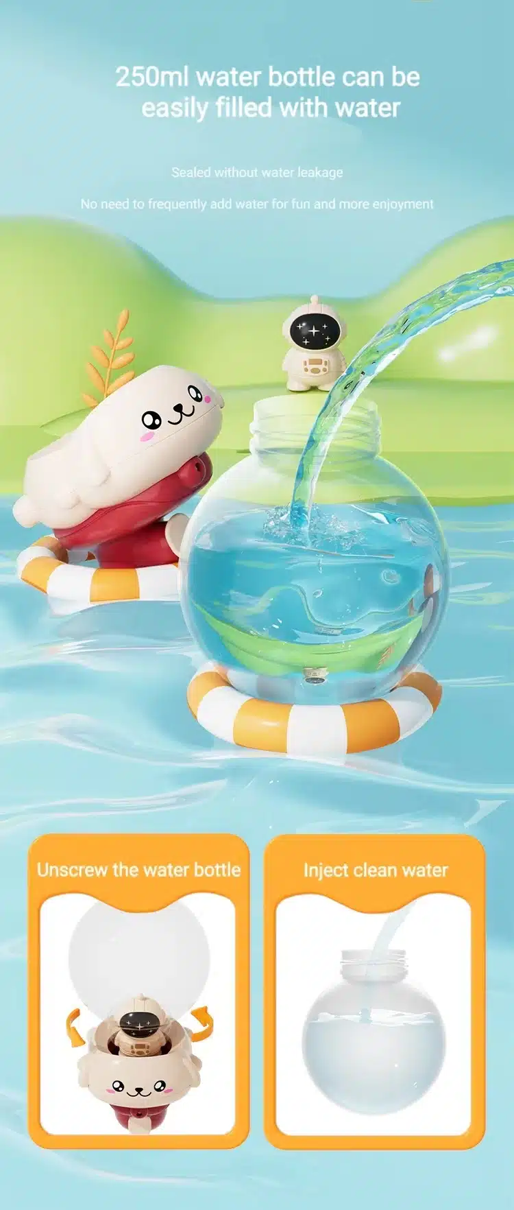 Pistola de agua pequeña de dibujos animados para niños