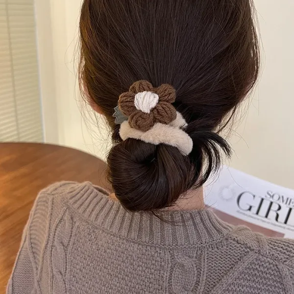 Coleteros Elásticos De Felpa Con Flores Para Niña