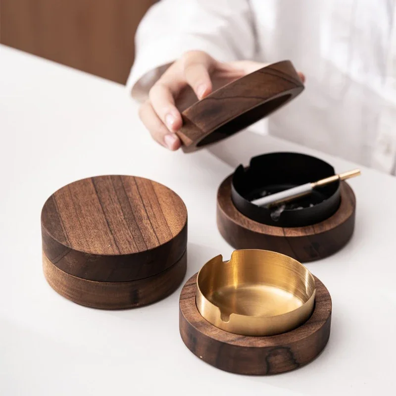 Ceniceros Creativos Con Tapa De Madera De Nogal