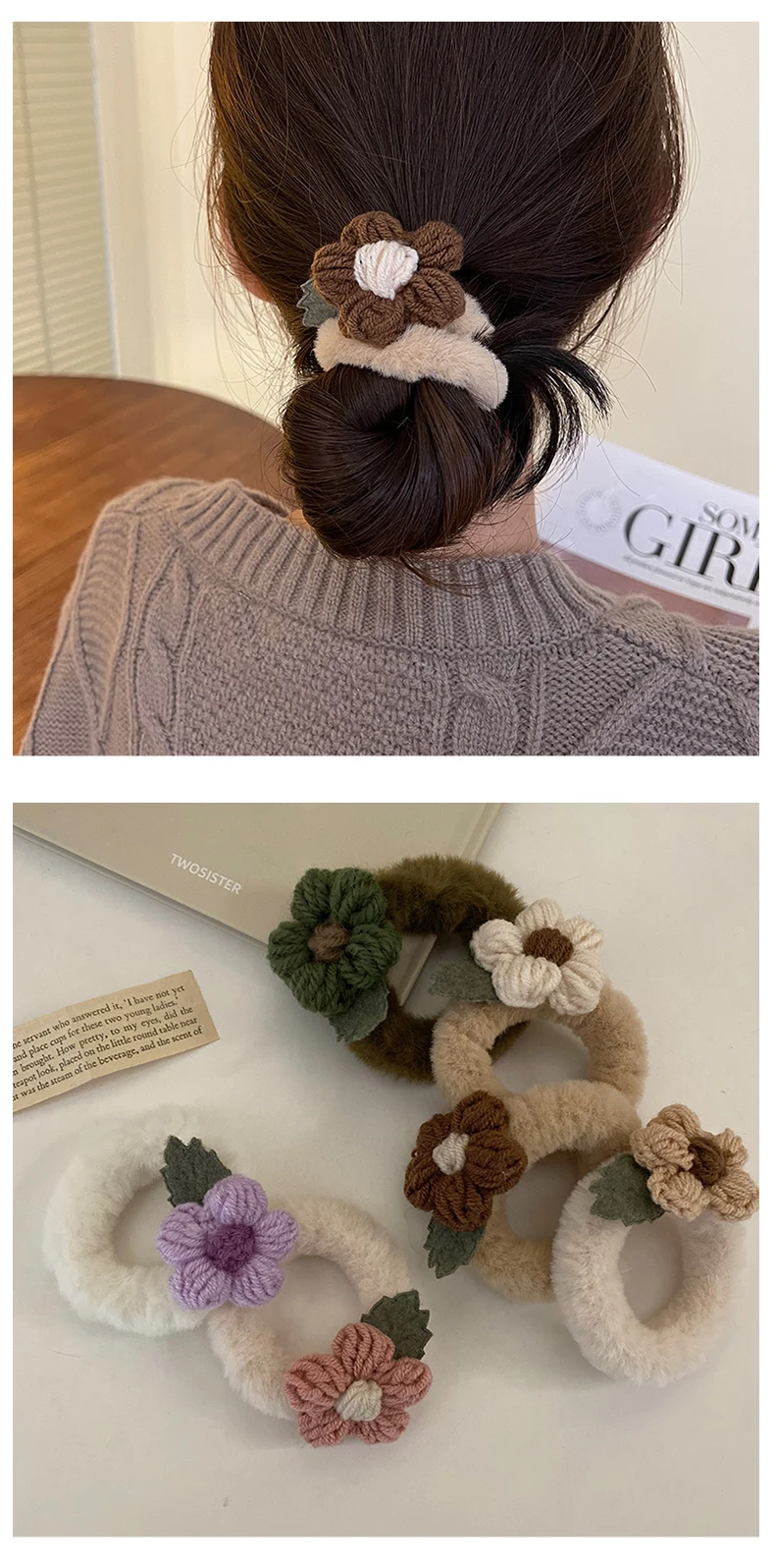 Coleteros Elásticos De Felpa Con Flores Para Niña