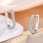 Pendientes de aro circulares de cristal de Plata de Ley 925 de alta calidad - Imagen 4