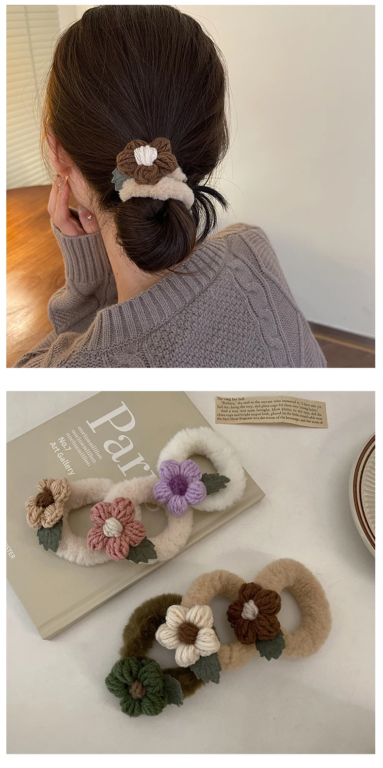 Coleteros Elásticos De Felpa Con Flores Para Niña