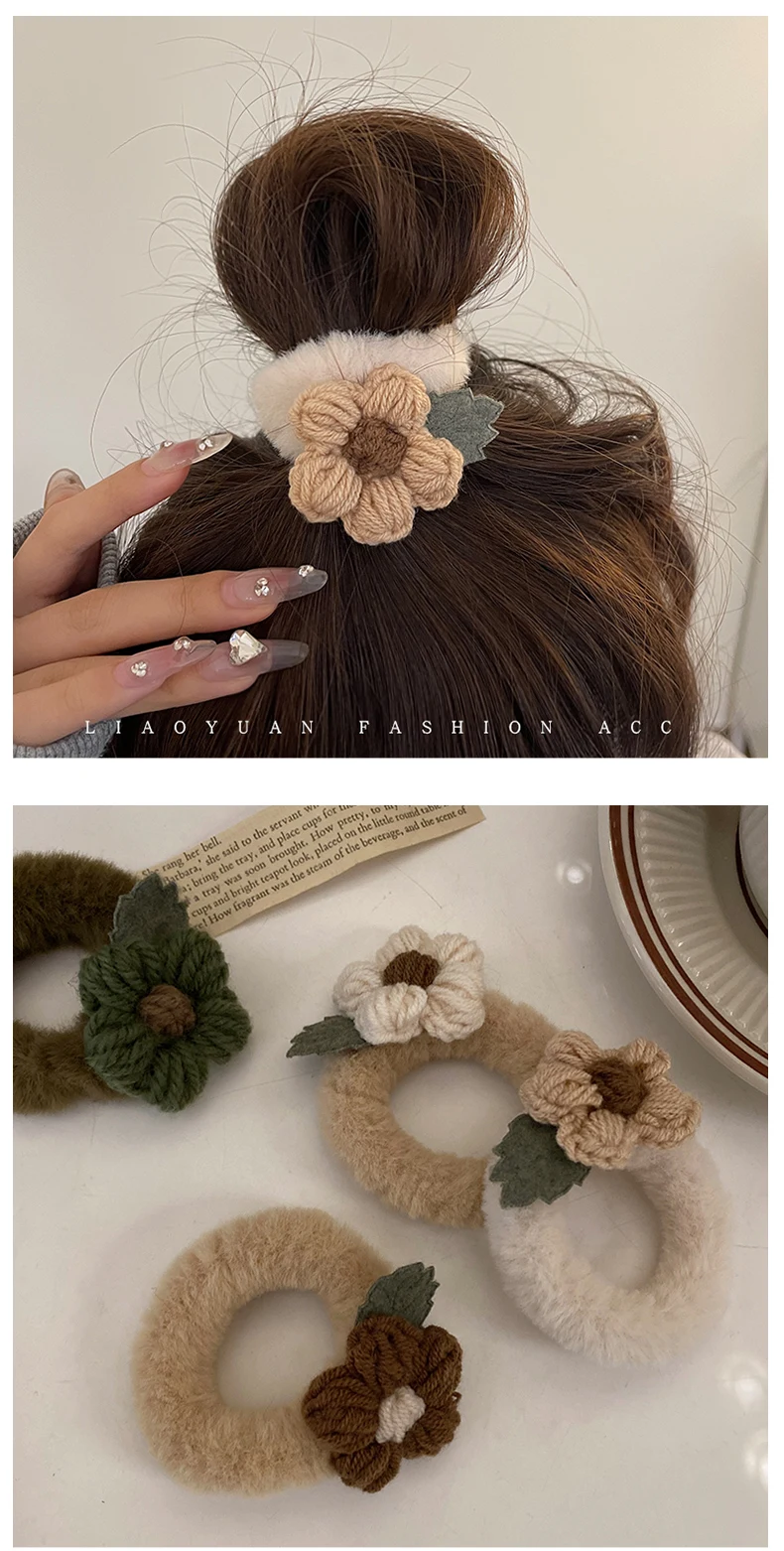 Coleteros Elásticos De Felpa Con Flores Para Niña