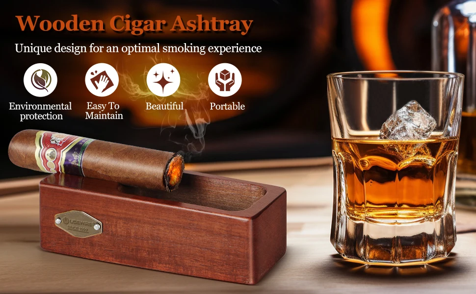 Cenicero Para Cigarros De Madera De Viaje Portátil