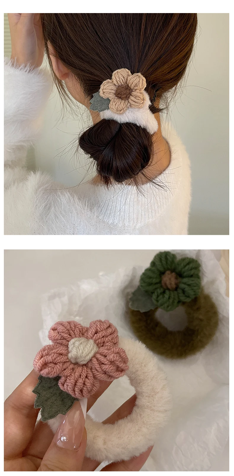 Coleteros Elásticos De Felpa Con Flores Para Niña