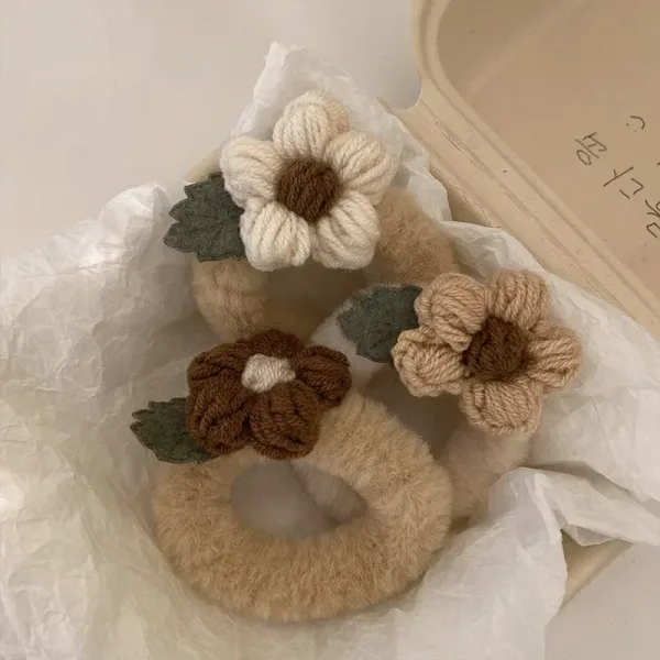 Coleteros Elásticos De Felpa Con Flores Para Niña