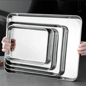 Imagen informativa: Bandejas rectangulares de cocina de acero inoxidable | Tiendafiable